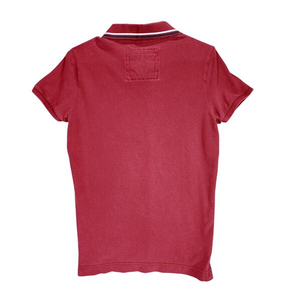 Vtg Abercrombie Fitch Muscle Polo Shirt S Men Red White Moose Y2K 90s Faded READ - Picture 2 of 10